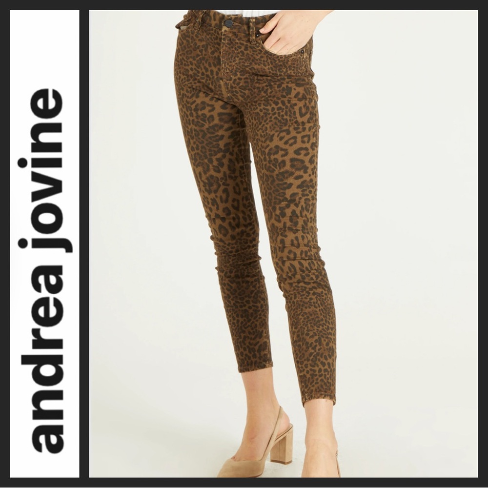 Andrea Jovine Leopard Print Ankle Jeans